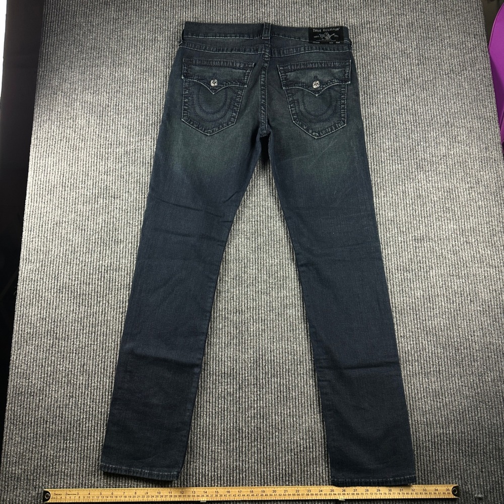 True Religion Geno Relaxed Slim Dark Wash Stretch Denim Jeans Mens 33x33